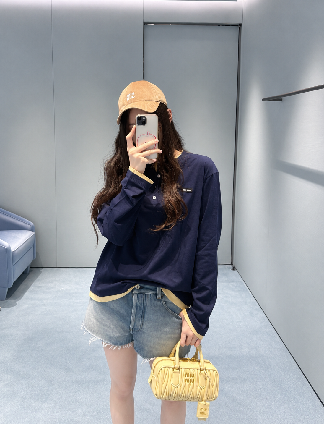 [Miu Miu] 미우미우 레이어드 헨리넥 긴팔 티셔츠