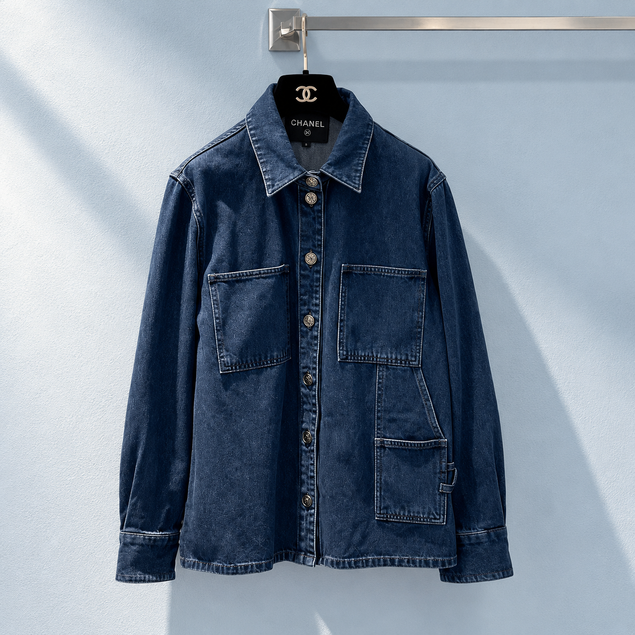 [CHANEL] 샤넬 빈티지 워싱 데님 워크 셔츠
