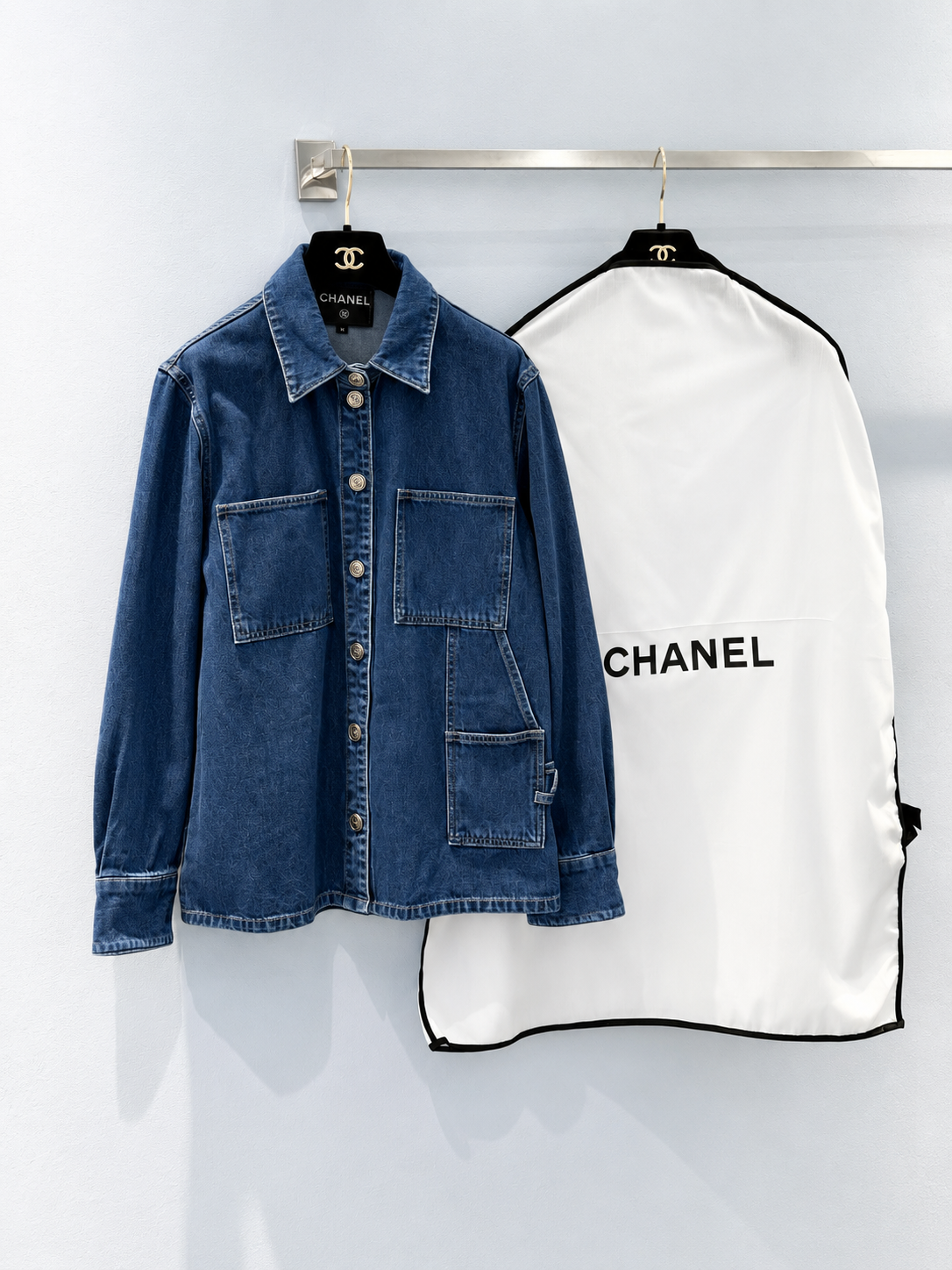 [CHANEL] 샤넬 빈티지 워싱 데님 워크 셔츠