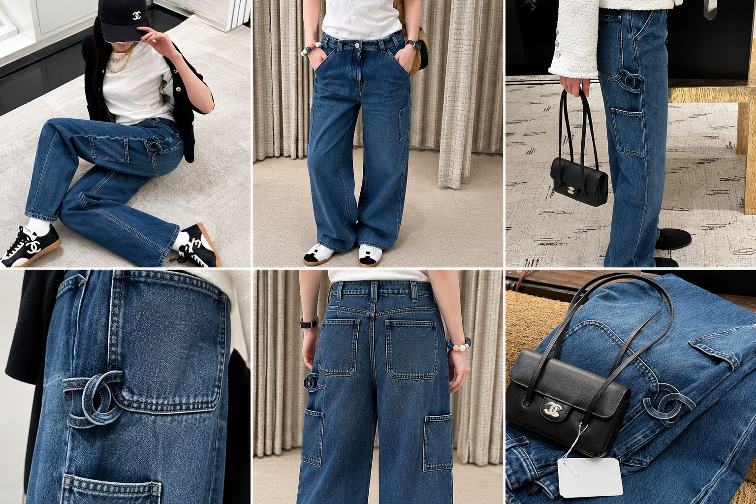[CHANEL] 샤넬 더블 C 워크웨어 와이드 데님
