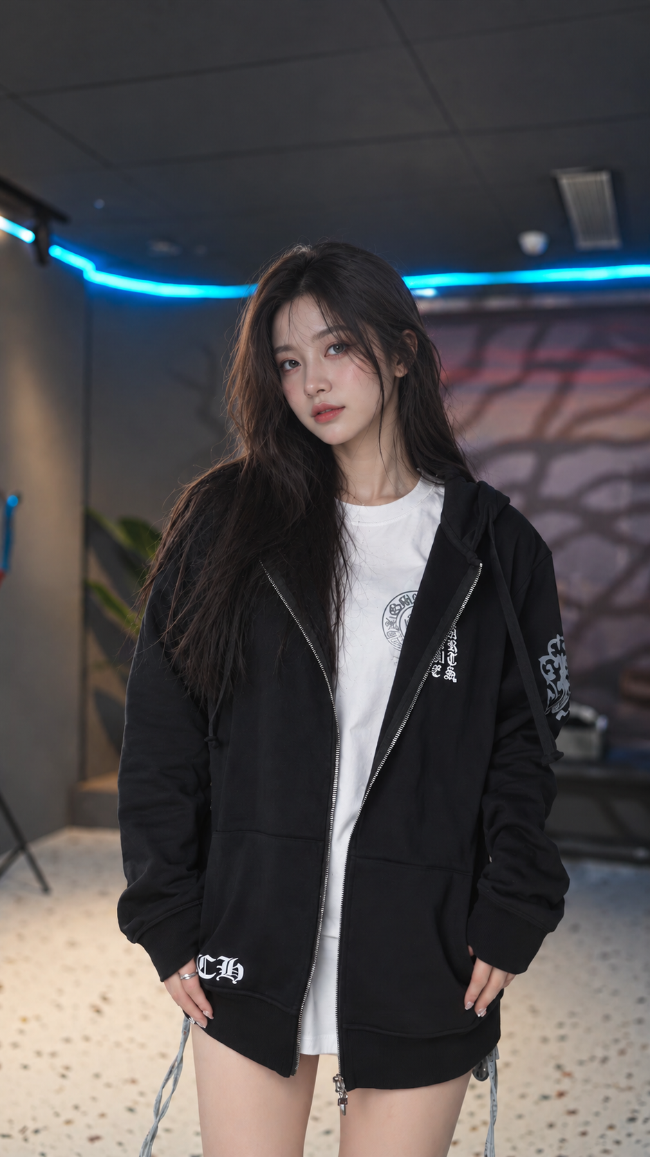 [CHROME HEARTS] 크롬하츠 산스크리트 크로스 후드 집업