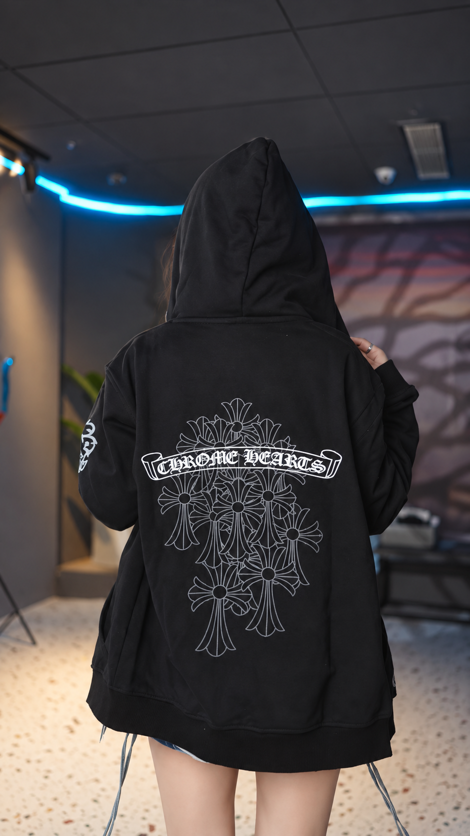 [CHROME HEARTS] 크롬하츠 산스크리트 크로스 후드 집업