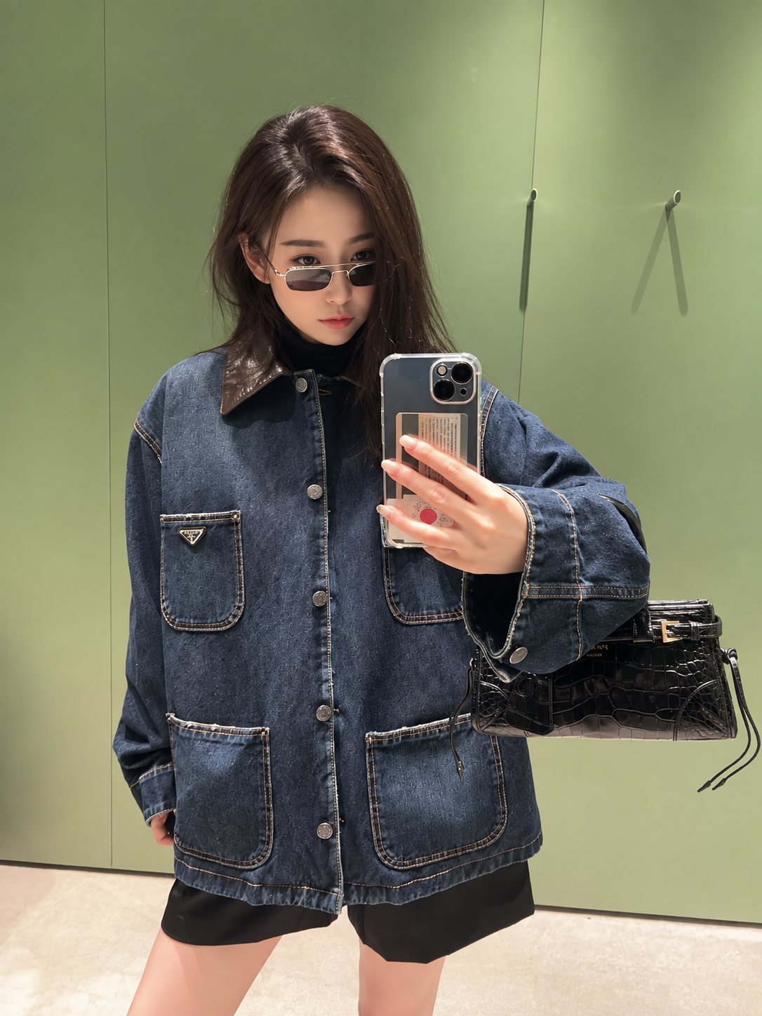 [PRADA] 프라다 레더 칼라 데님 재킷 & 퀼팅 베스트