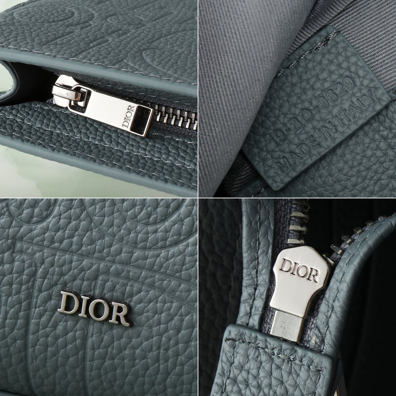 [DIOR] 디올 A5 트라이앵글 그래비티 레더 클러치 딥그레이
