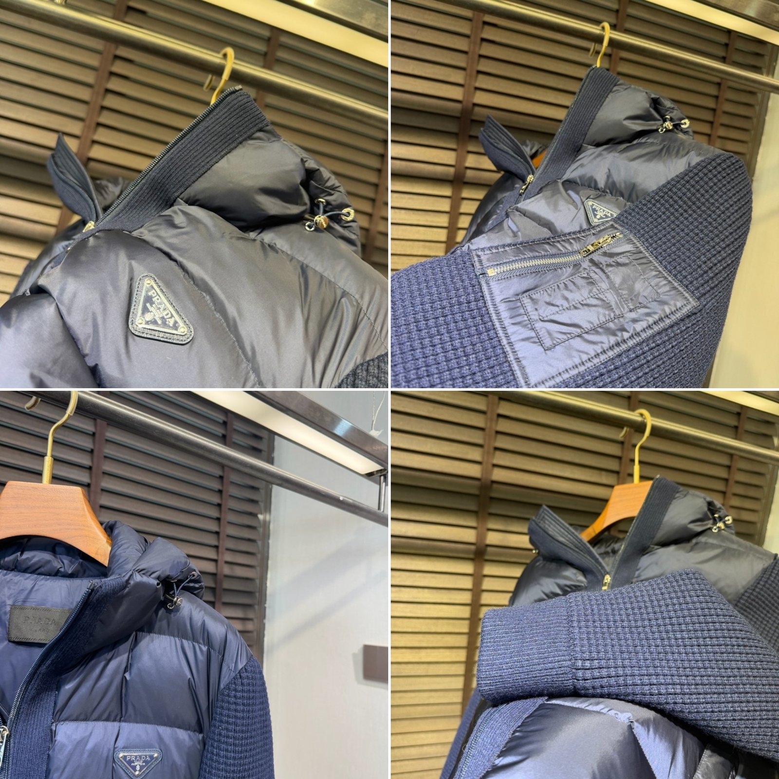 [PRADA] 프라다 니트 슬리브 후드 다운 재킷