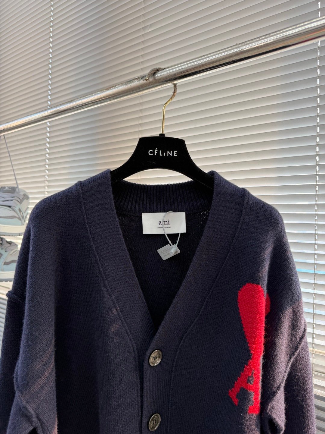 [AMI PARIS] 파리 빅 하트 자카드 울 블렌드 가디건