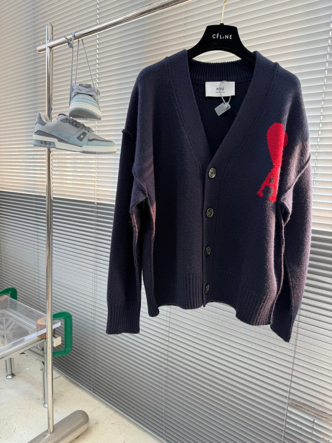 [AMI PARIS] 파리 빅 하트 자카드 울 블렌드 가디건