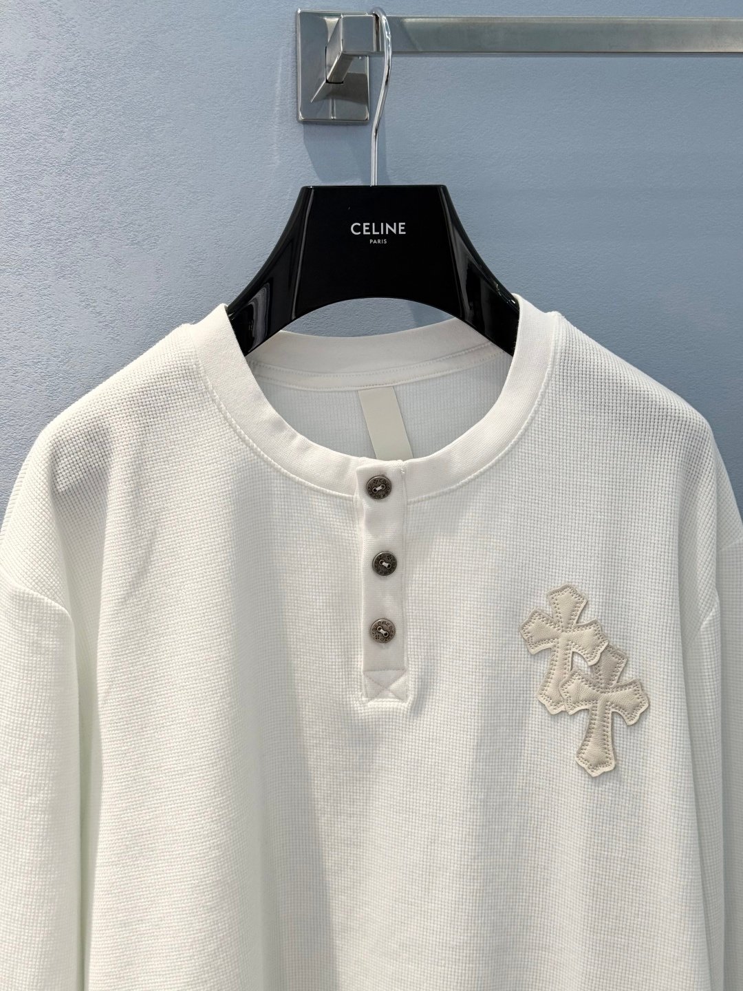 [Chrome Hearts] 크롬하츠 크로스 아플리케 헨리넥 긴팔 티셔츠