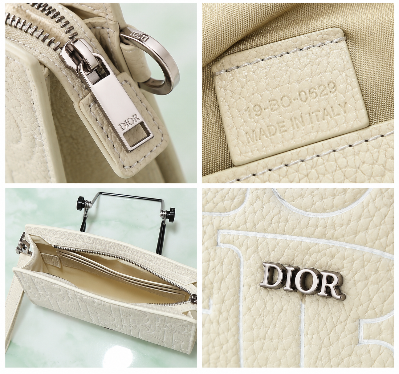 [DIOR] 디올 A5 트라이앵글 그래비티 아웃라인 레더 클러치 화이트