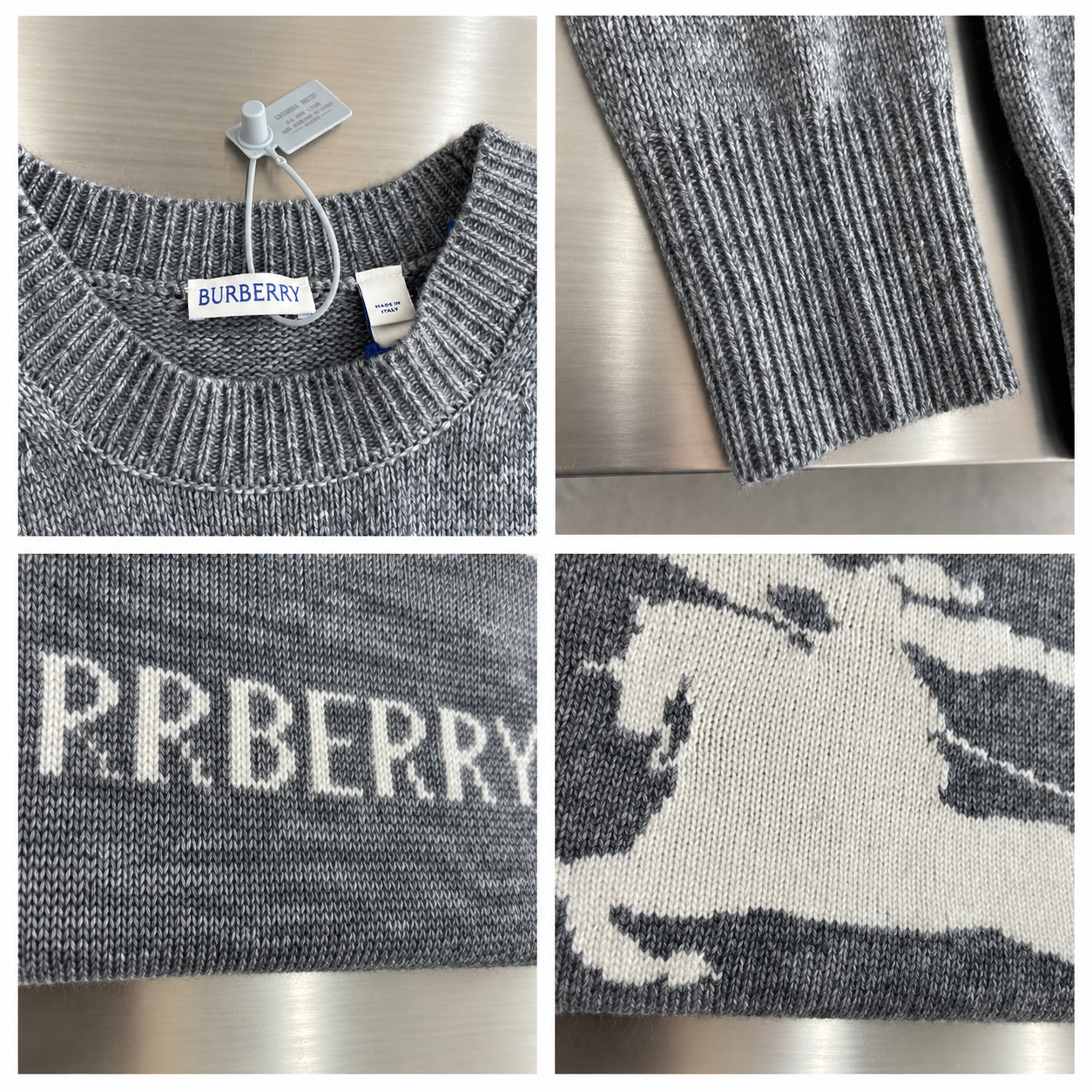 [BURBERRY] 버버리 승마 기사 로고 울 캐시미어 블렌드 니트
