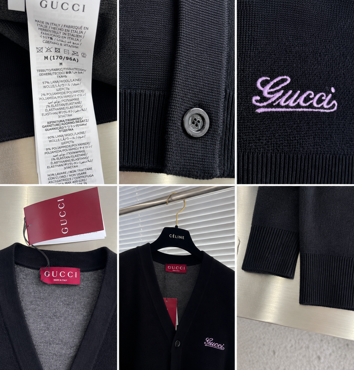 [GUCCI] 구찌 스크립트 로고 울 니트 가디건