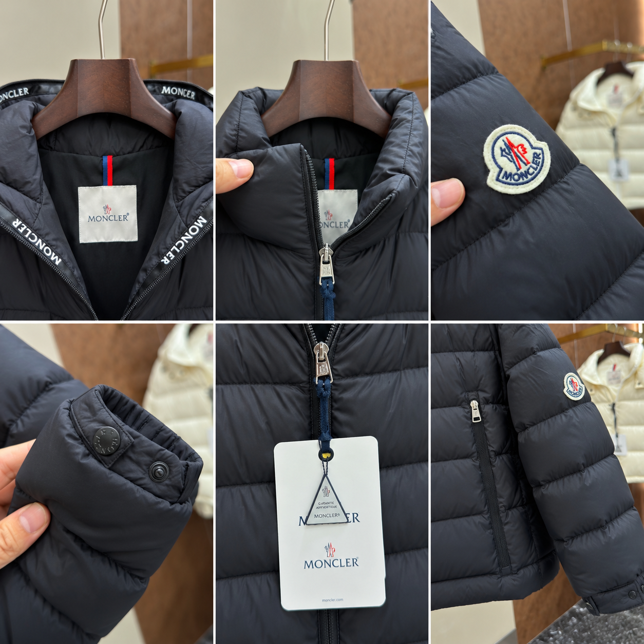 [MONCLER] 몽클레르 로고 후드 쇼트 다운 재킷