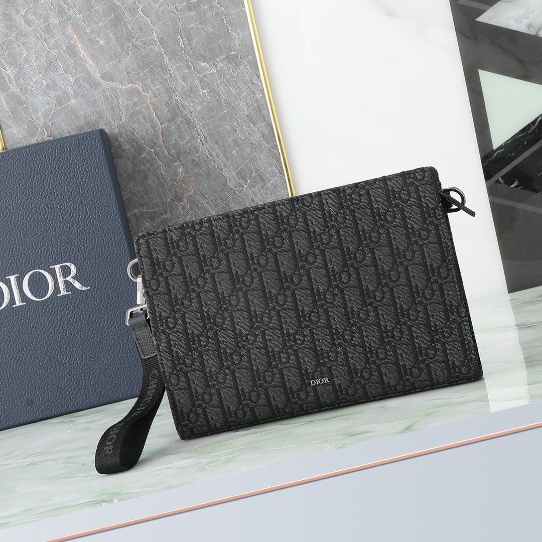 [DIOR] 디올 A5 트라이앵글 오블리크 자카드 클러치 블랙
