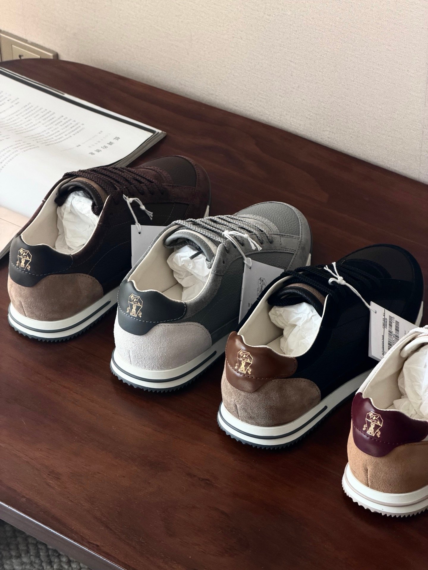 [BRUNELLO CUCINELLI] 브루넬로 쿠치넬리 레더 스웨이드 스니커즈