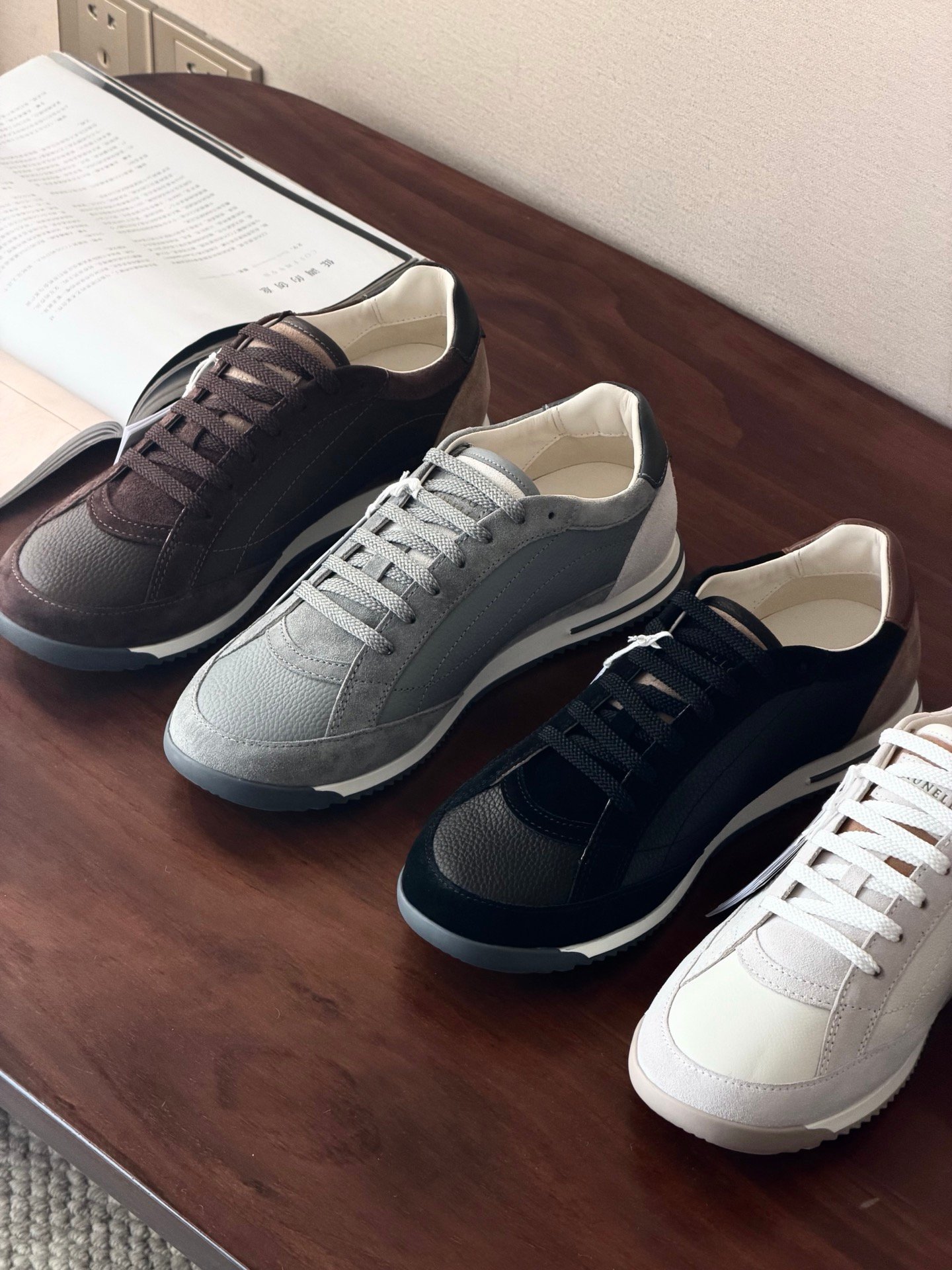 [BRUNELLO CUCINELLI] 브루넬로 쿠치넬리 레더 스웨이드 스니커즈