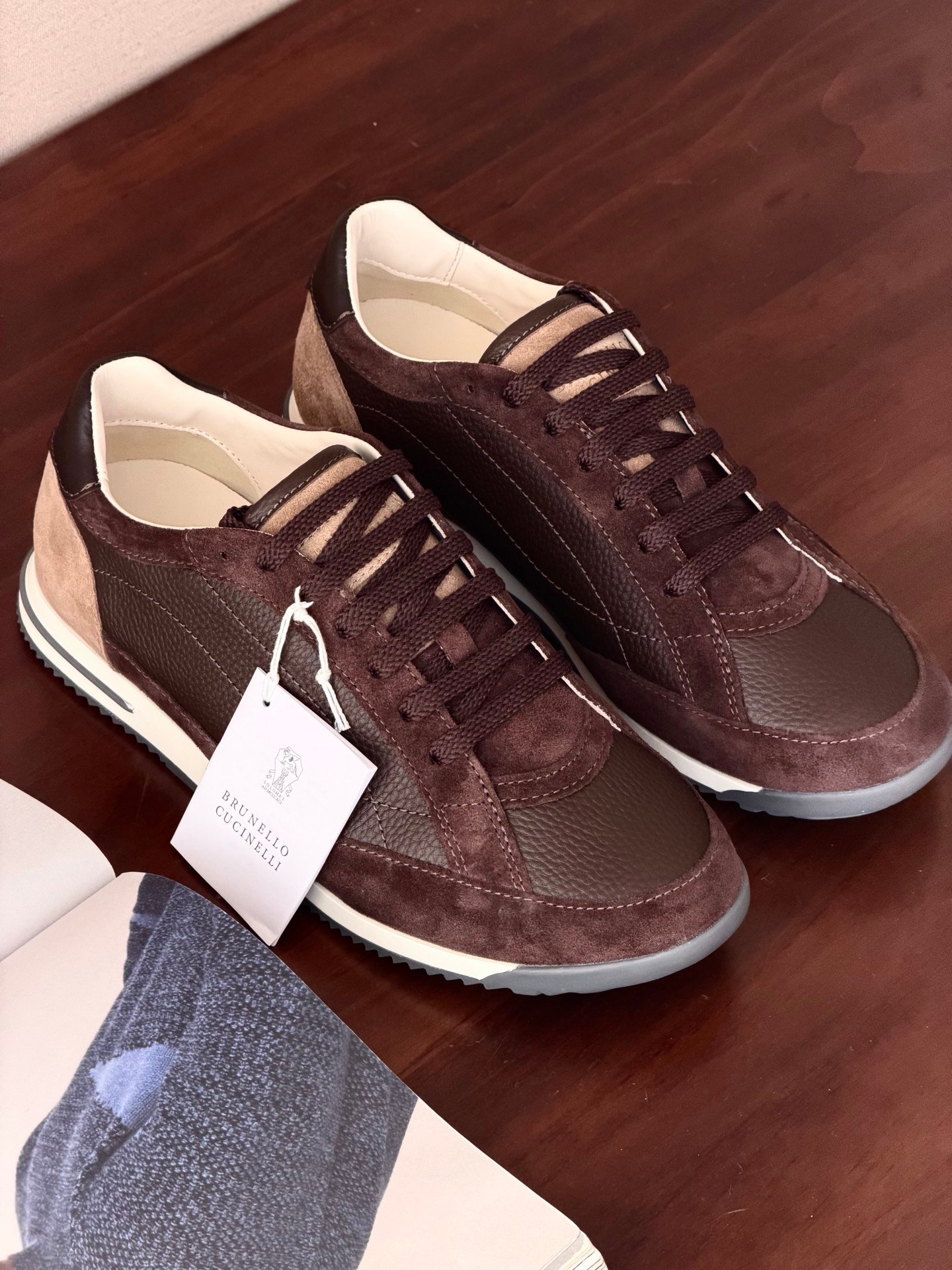 [BRUNELLO CUCINELLI] 브루넬로 쿠치넬리 레더 스웨이드 스니커즈