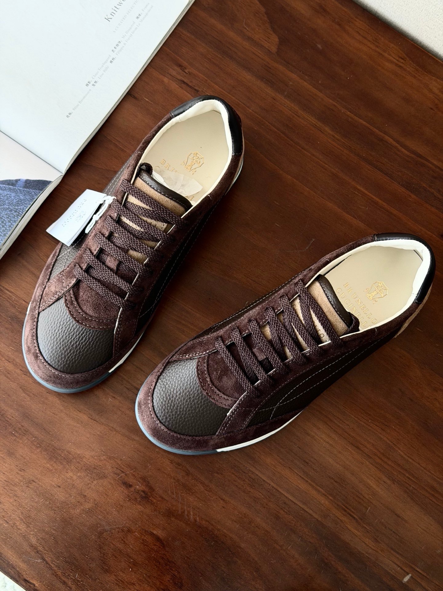 [BRUNELLO CUCINELLI] 브루넬로 쿠치넬리 레더 스웨이드 스니커즈