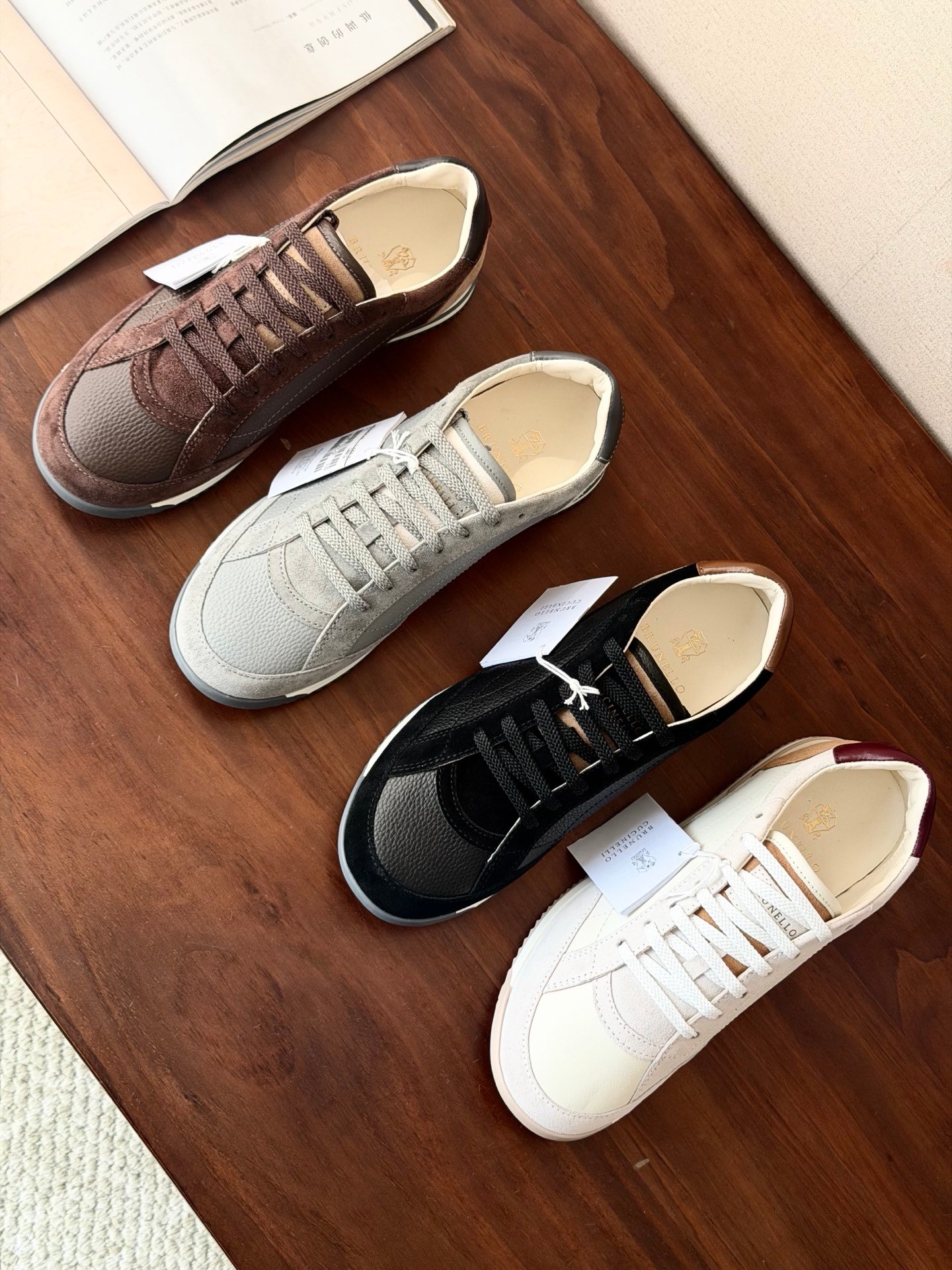 [BRUNELLO CUCINELLI] 브루넬로 쿠치넬리 레더 스웨이드 스니커즈