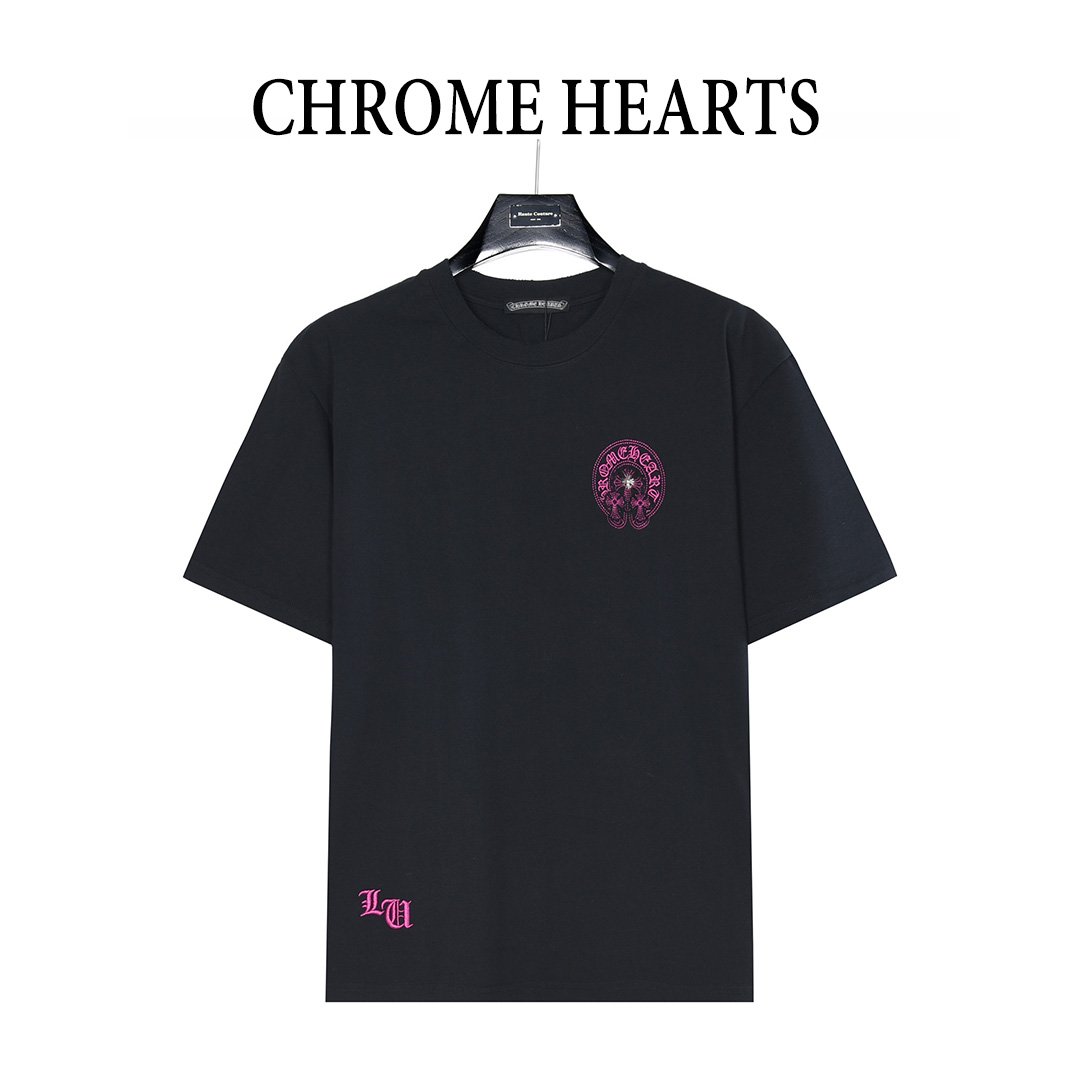 [CHROME HEARTS] 크롬하츠 호스슈 크로스 패치 자수 반팔 티셔츠