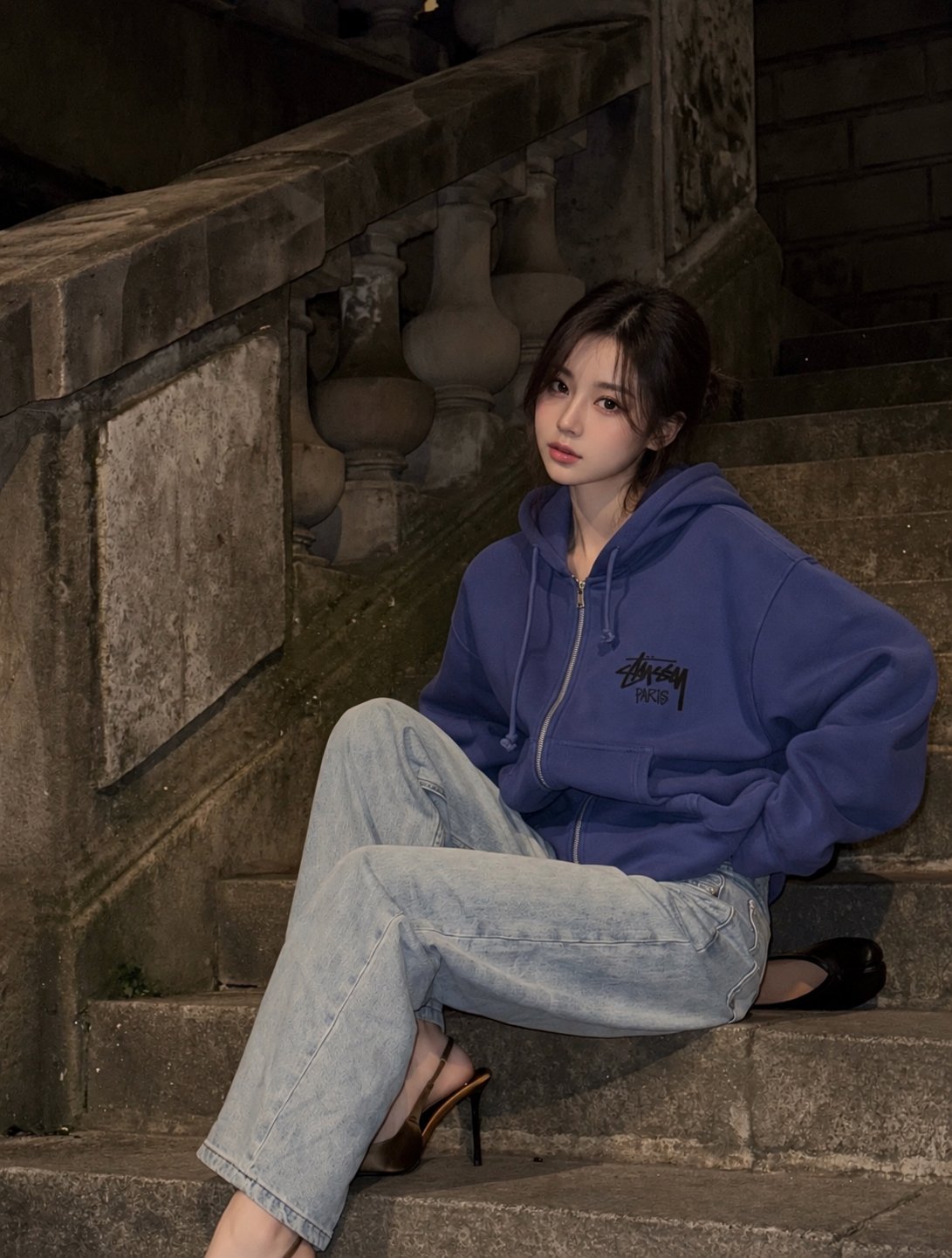 [STUSSY] 스투시 파리 미드나잇 블루 후드 집업