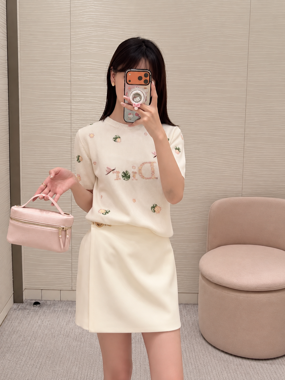 [DIOR] 디올 워터 릴리 자수 반팔 니트