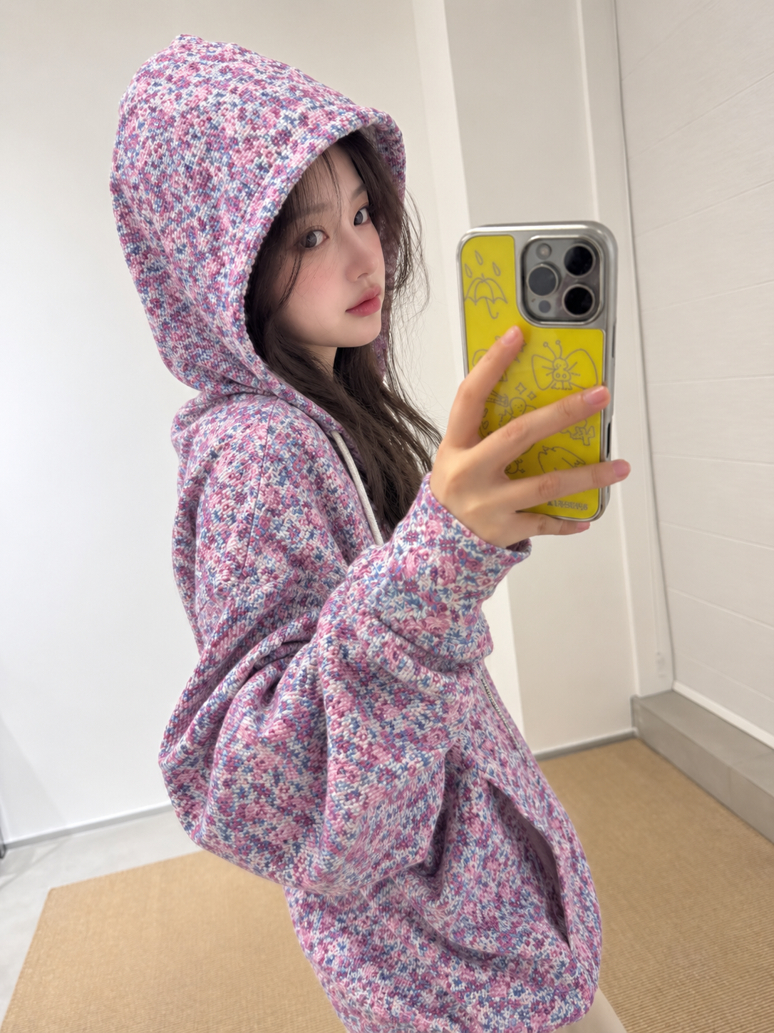 [STUSSY] 스투시 플라워 와플 후드 집업