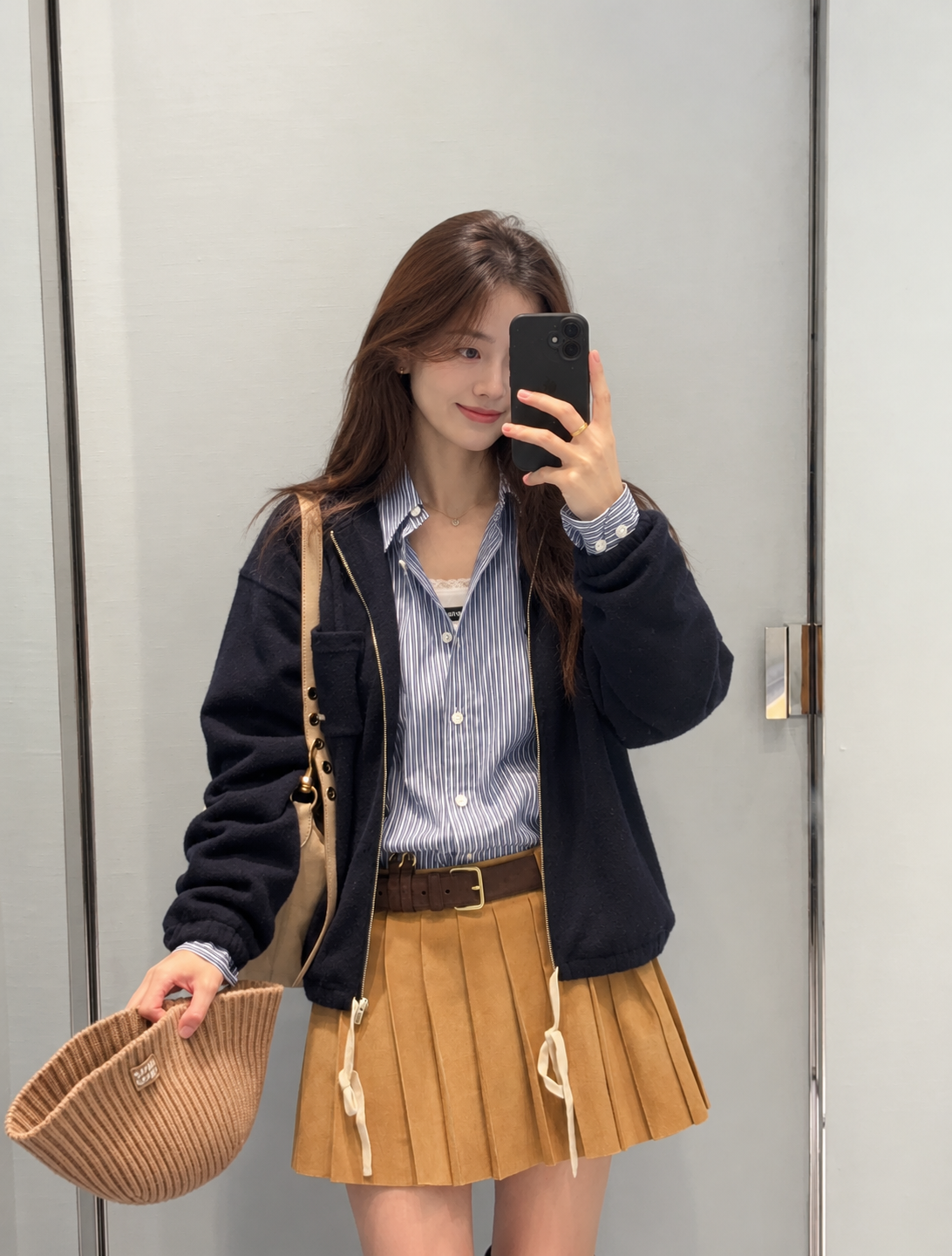 [MIU MIU] 미우미우 캐시미어 드로스트링 니트 집업
