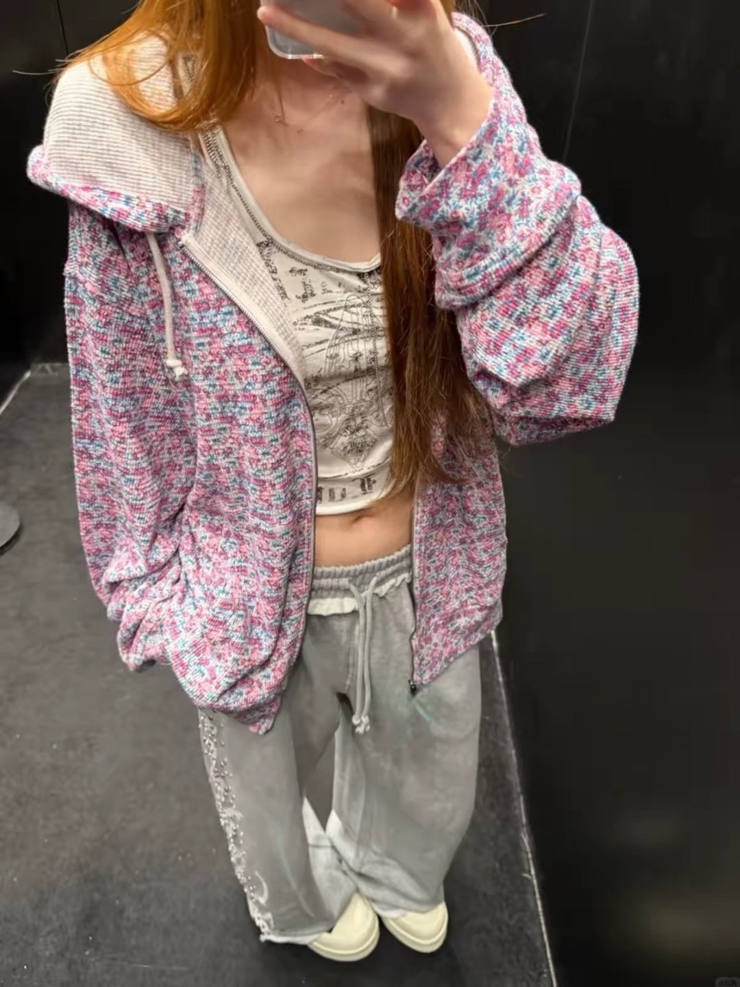[STUSSY] 스투시 플라워 와플 후드 집업