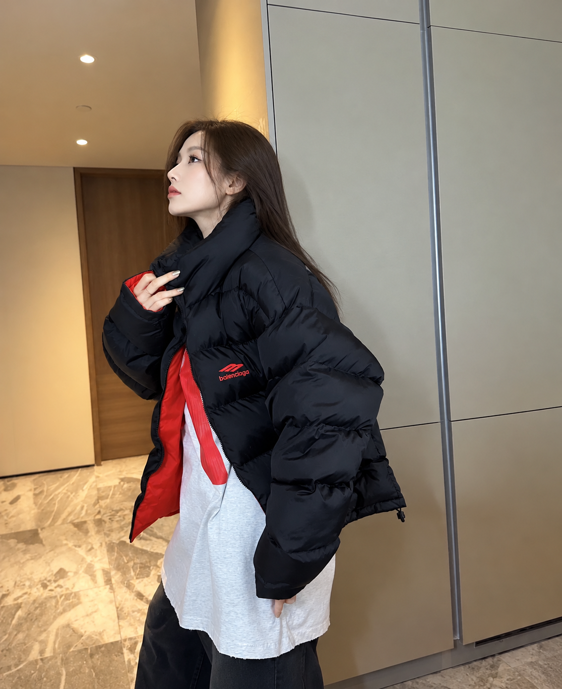 발렌시아가 3B 스포츠 아이콘 리버서블 다운 재킷