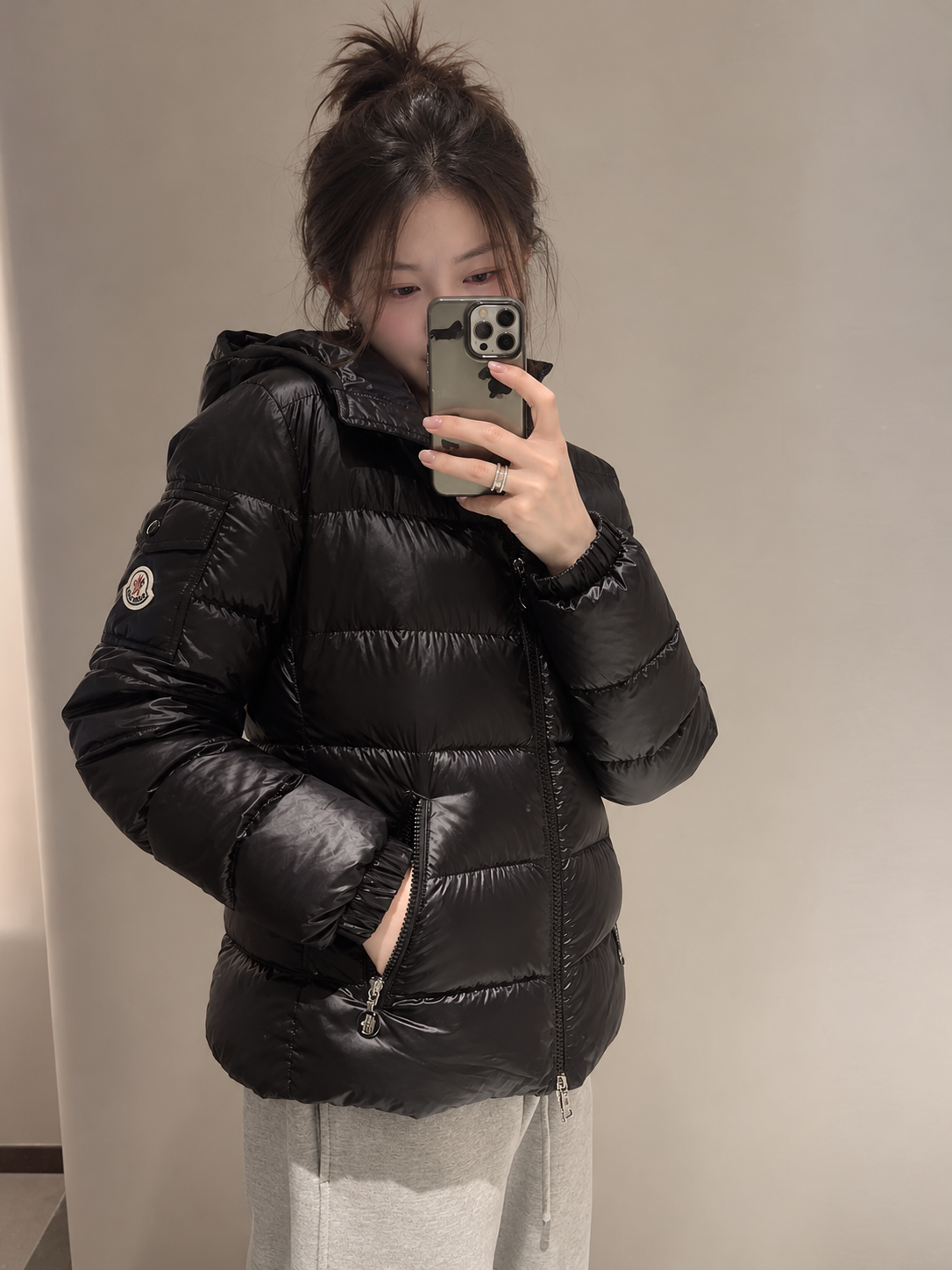 몽클레르 글레스 후드 쇼트 다운 자켓