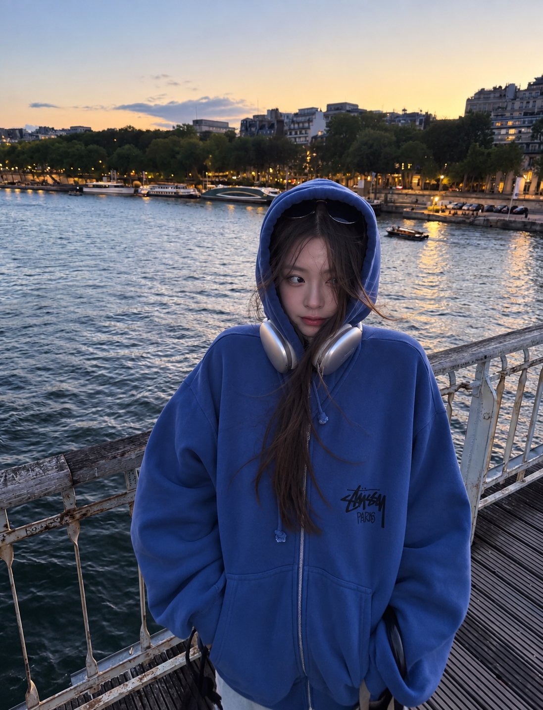 [STUSSY] 스투시 파리 미드나잇 블루 후드 집업