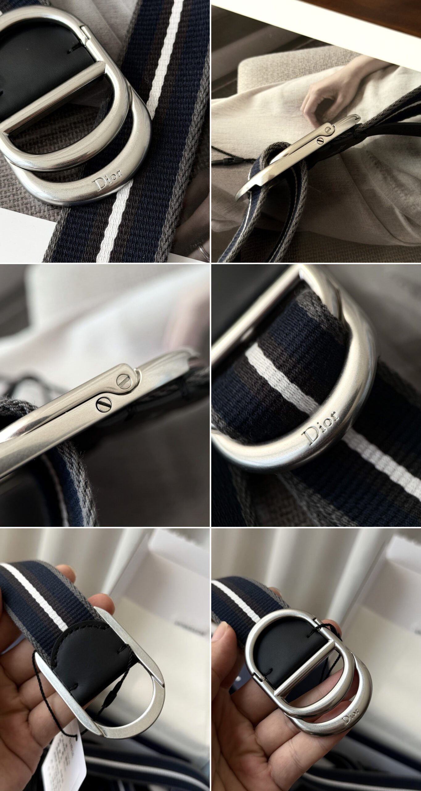 [DIOR] 디올 CD Icon 스트라이프 캔버스 벨트