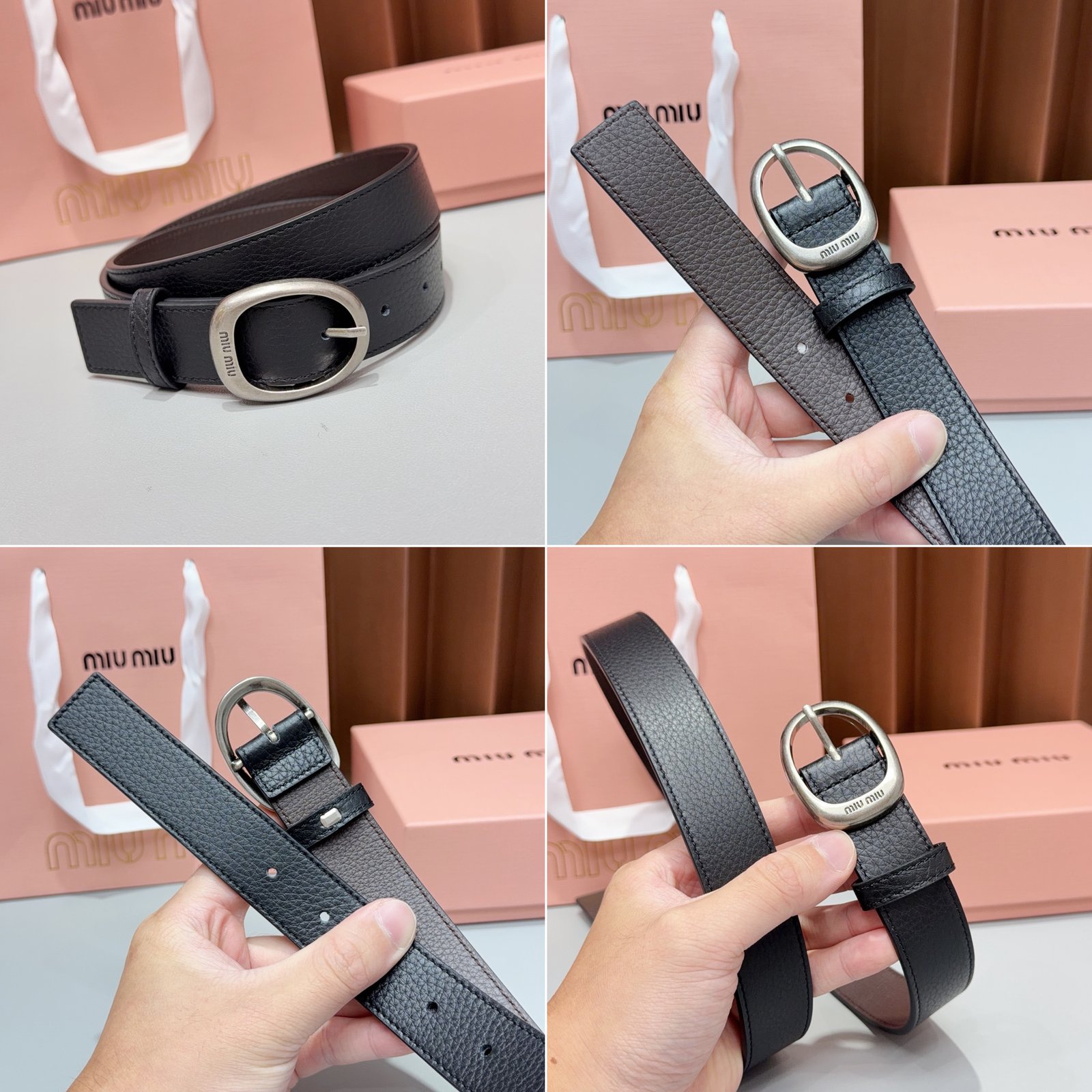 [MIU MIU] 미우미우 오벌 버클 레더 벨트