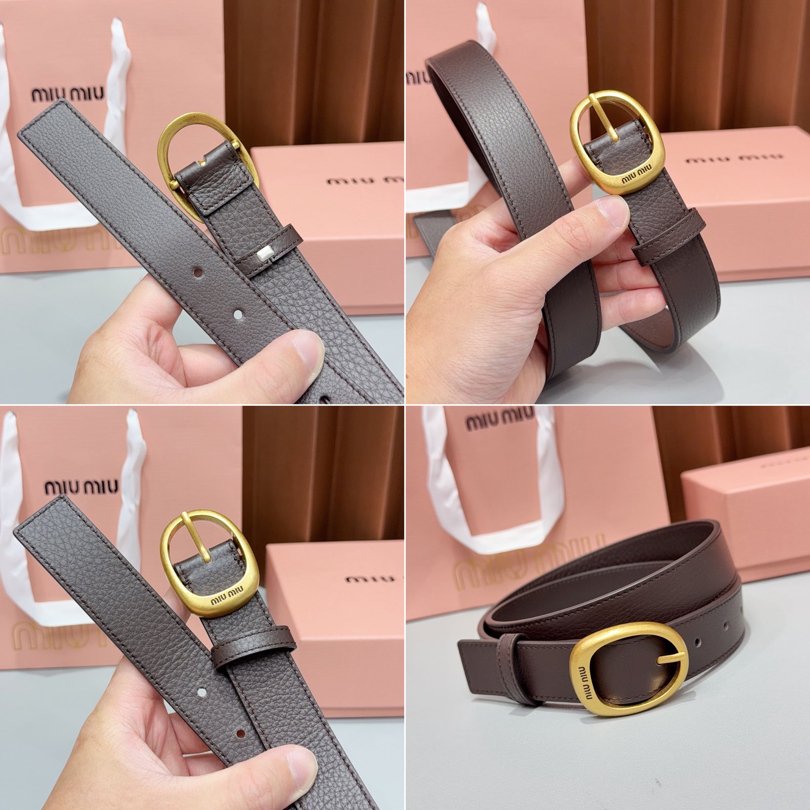 [MIU MIU] 미우미우 오벌 버클 레더 벨트