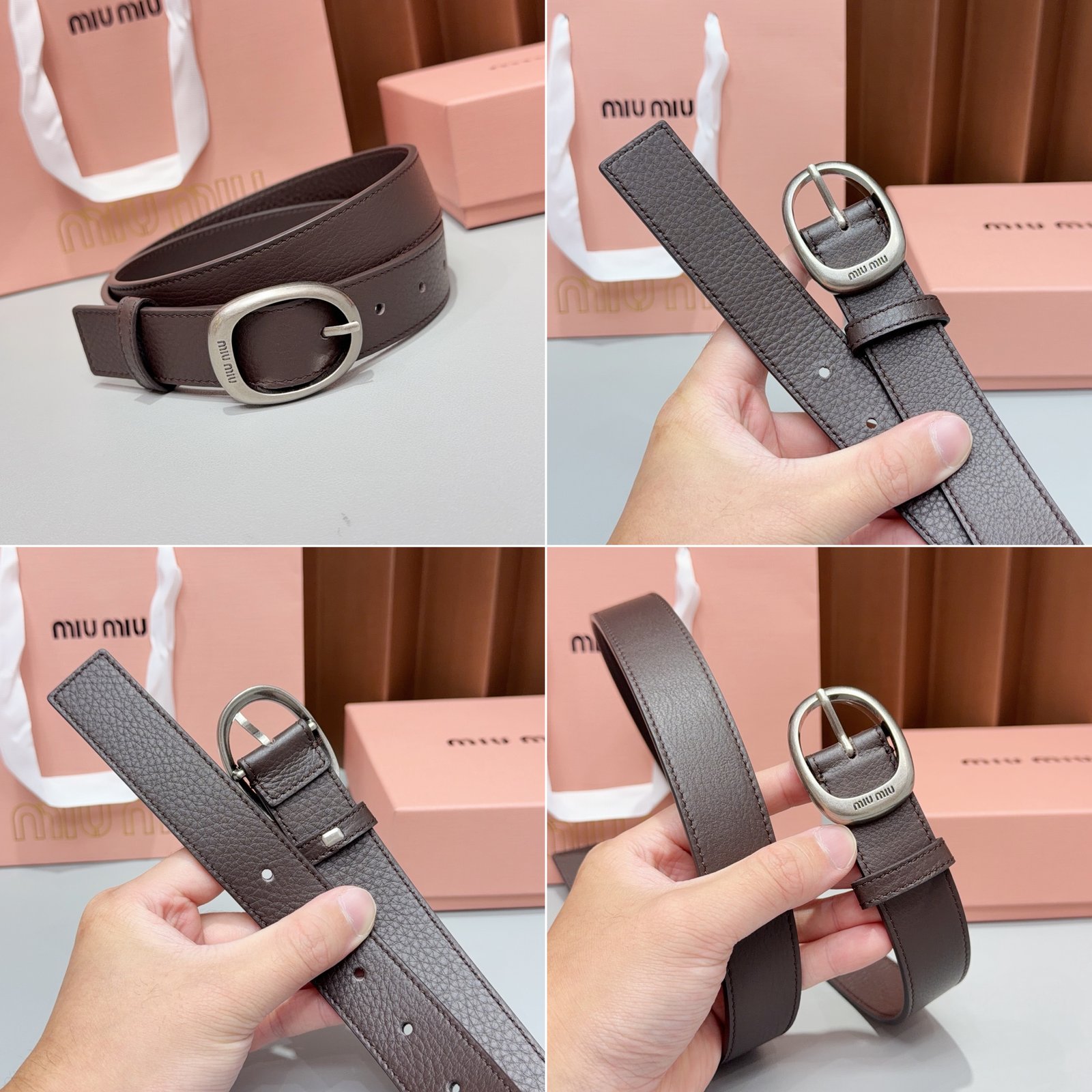 [MIU MIU] 미우미우 오벌 버클 레더 벨트