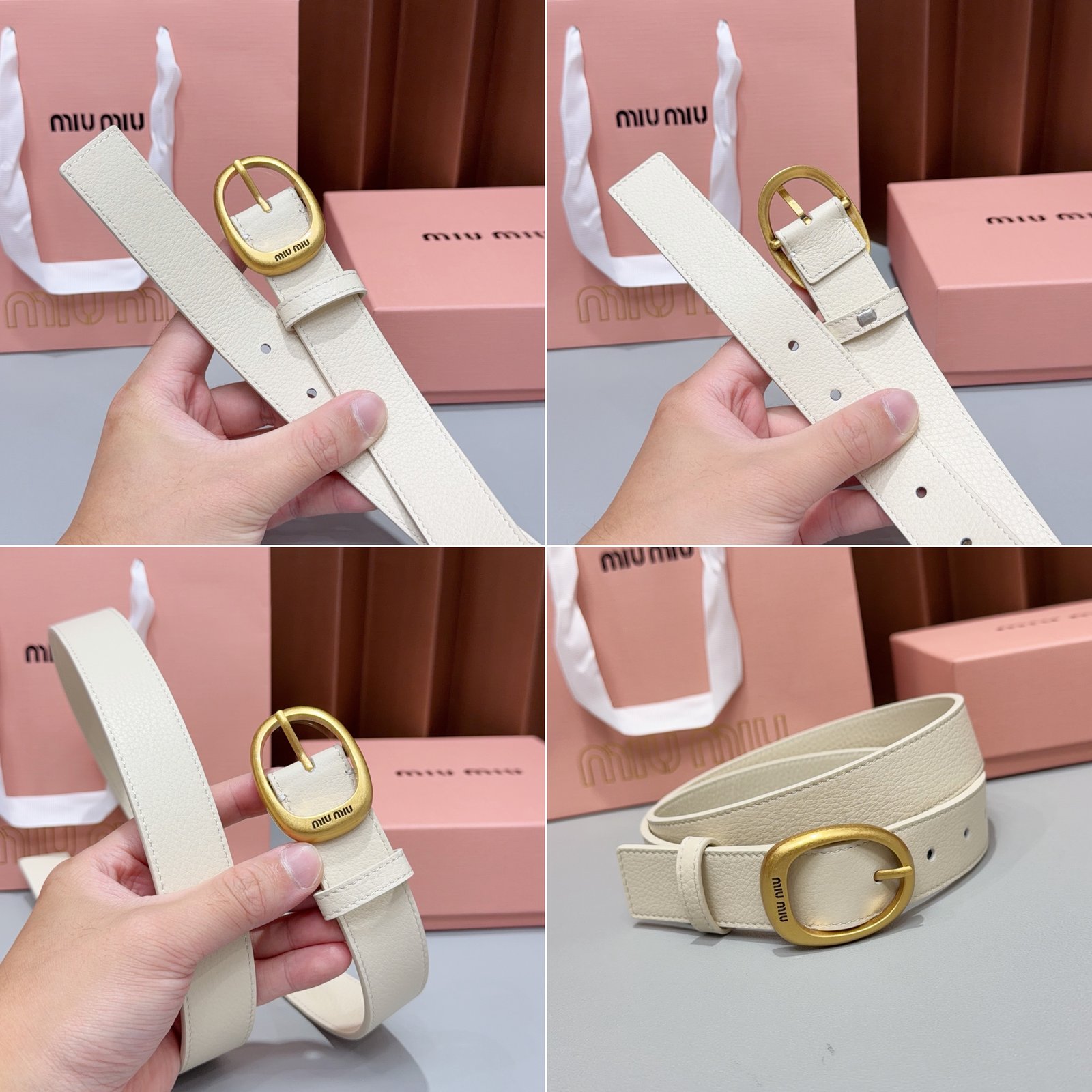 [MIU MIU] 미우미우 오벌 버클 레더 벨트