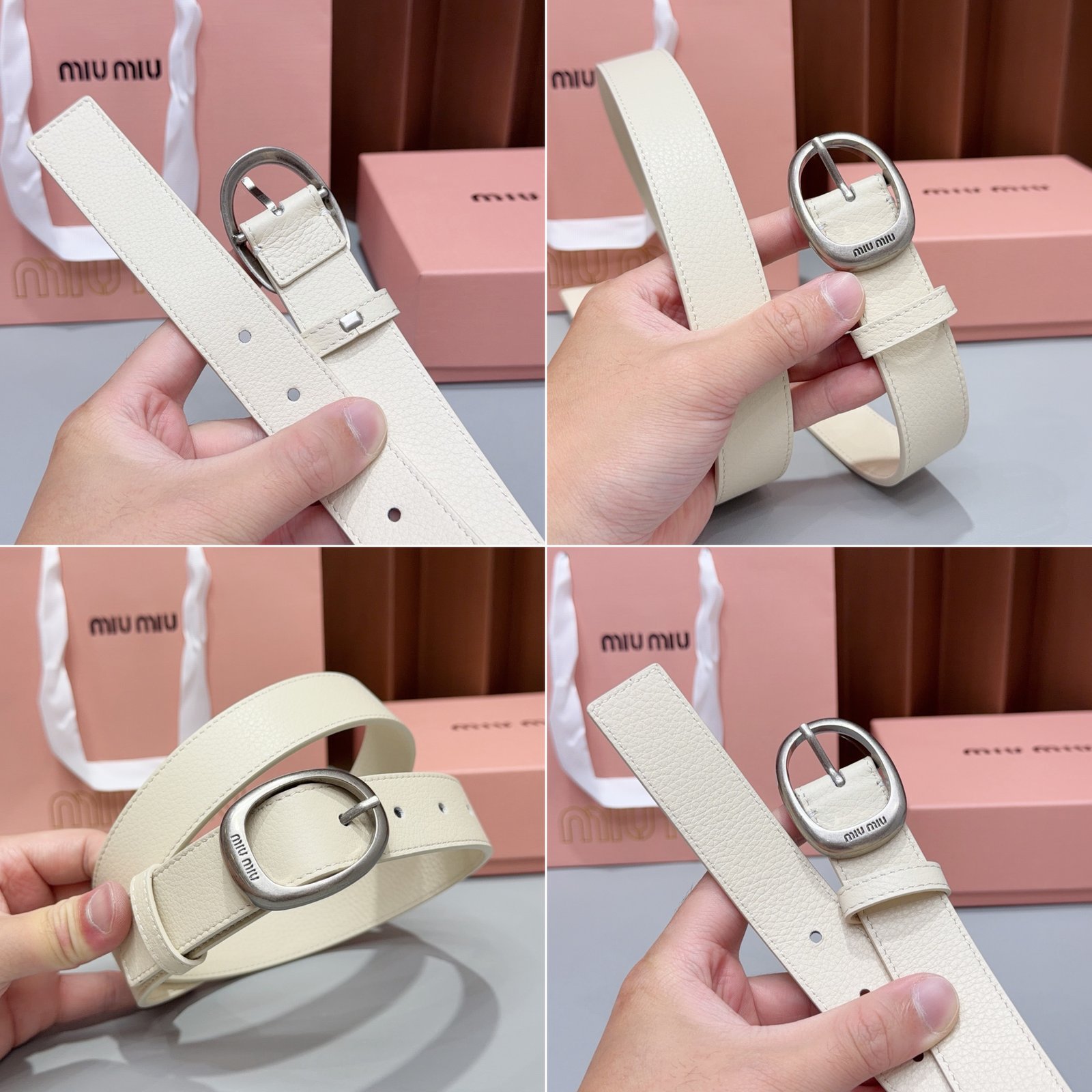 [MIU MIU] 미우미우 오벌 버클 레더 벨트