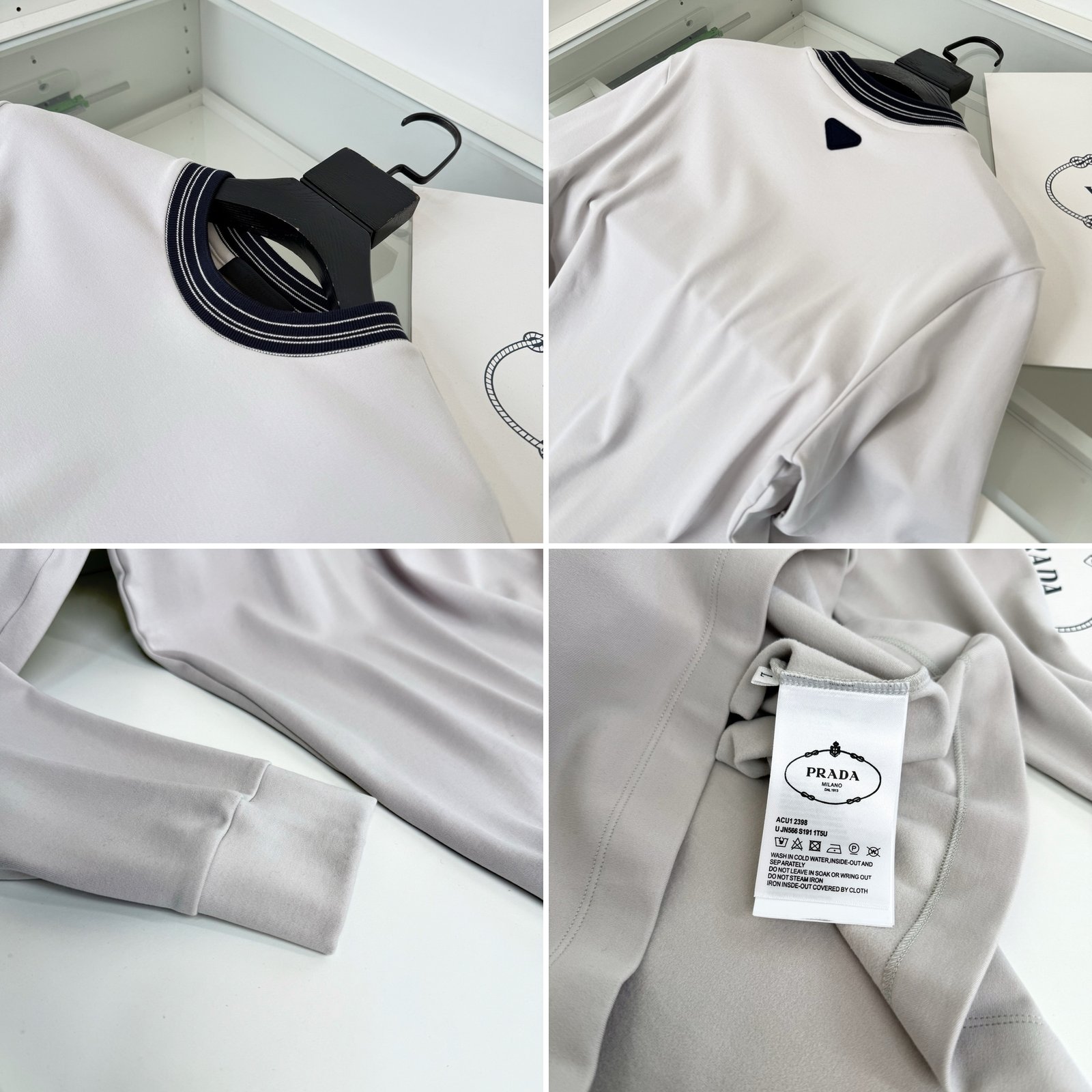[PRADA] 프라다 배색 넥 로고 자수 니트