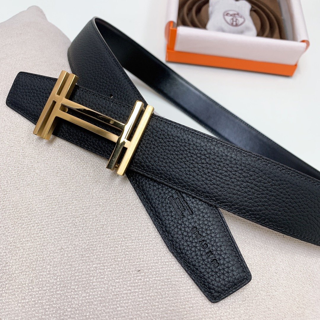 [HERMÈS] 에르메스 H 버클 그레인 레더 벨트