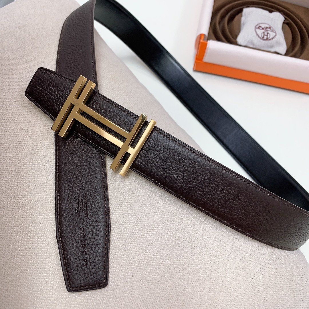 [HERMÈS] 에르메스 H 버클 그레인 레더 벨트