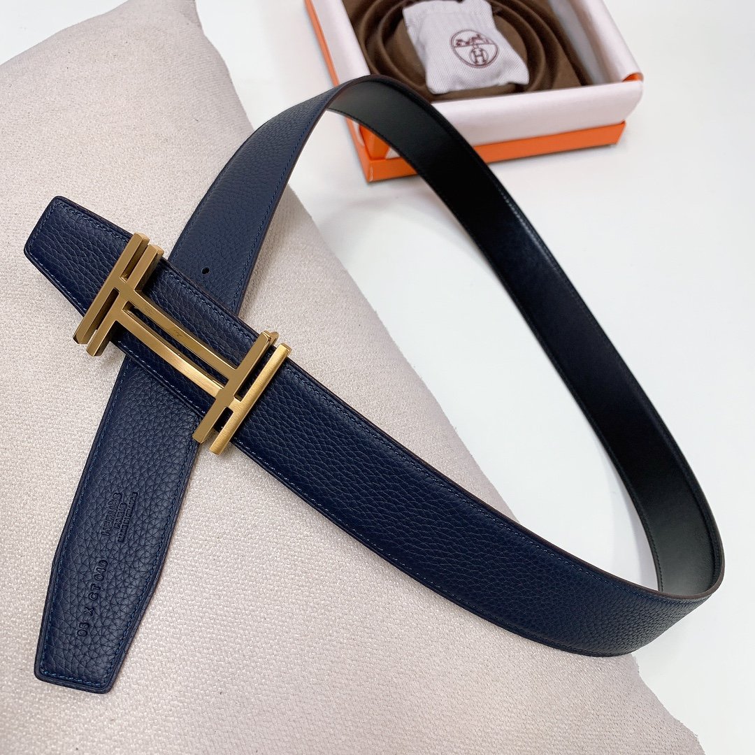 [HERMÈS] 에르메스 H 버클 그레인 레더 벨트