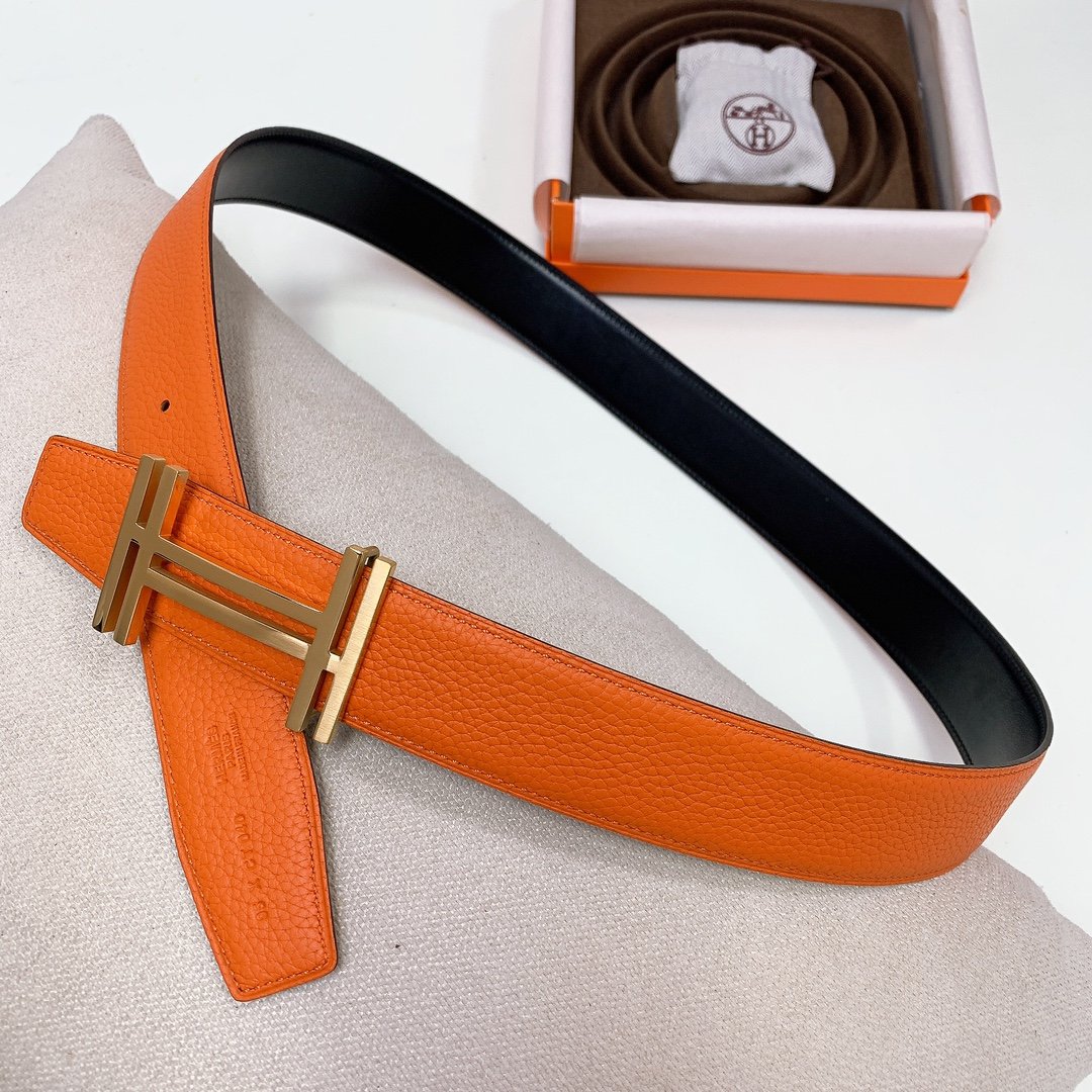 [HERMÈS] 에르메스 H 버클 그레인 레더 벨트