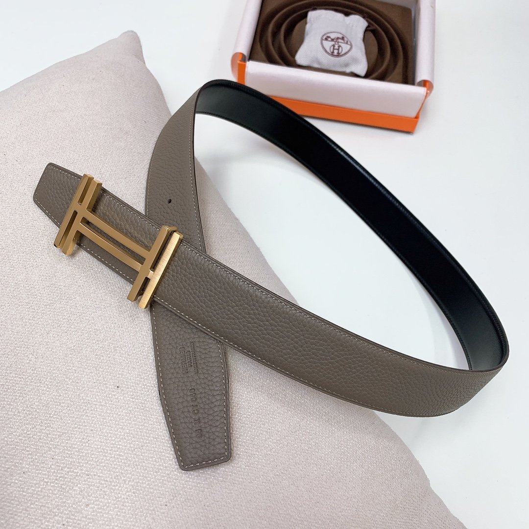 [HERMÈS] 에르메스 H 버클 그레인 레더 벨트