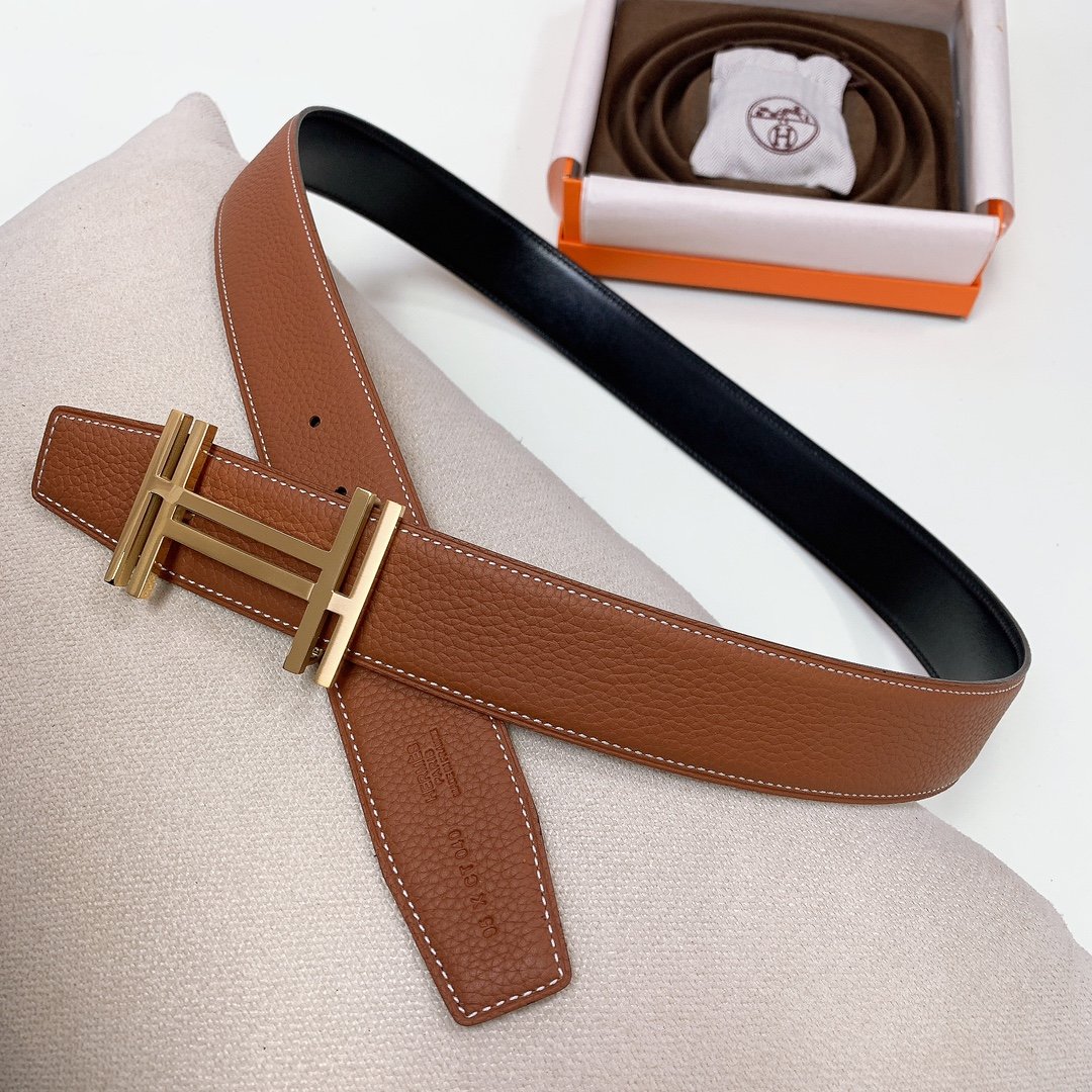 [HERMÈS] 에르메스 H 버클 그레인 레더 벨트