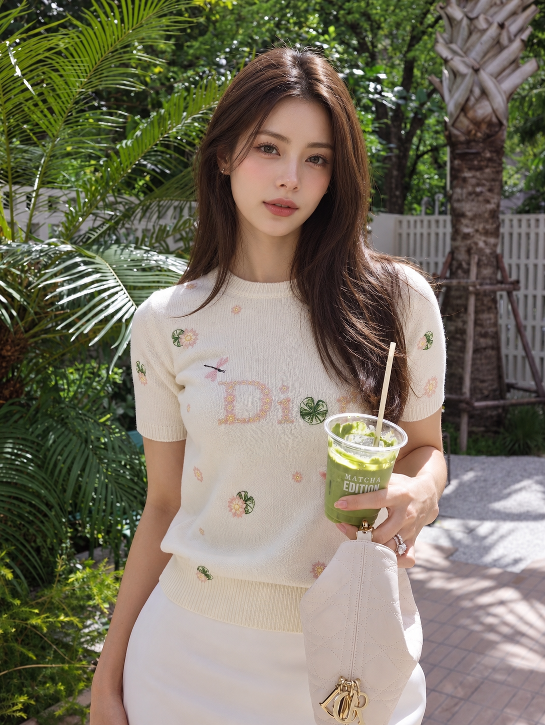 [DIOR] 디올 워터 릴리 자수 반팔 니트