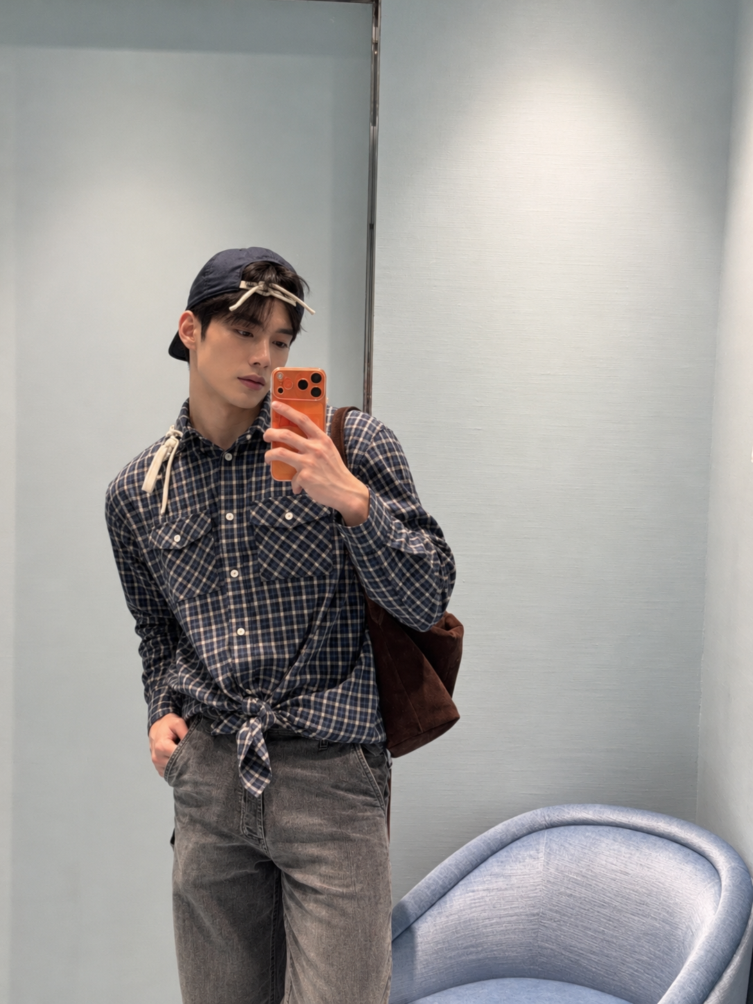 [MIU MIU] 미우미우 체크 후드 셔츠 재킷