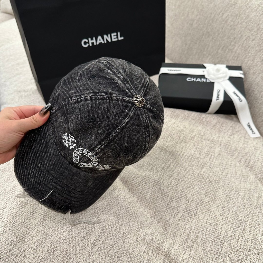 [CHROME HEARTS] 크롬하츠 워시드 디스트로이드 데님 볼캡