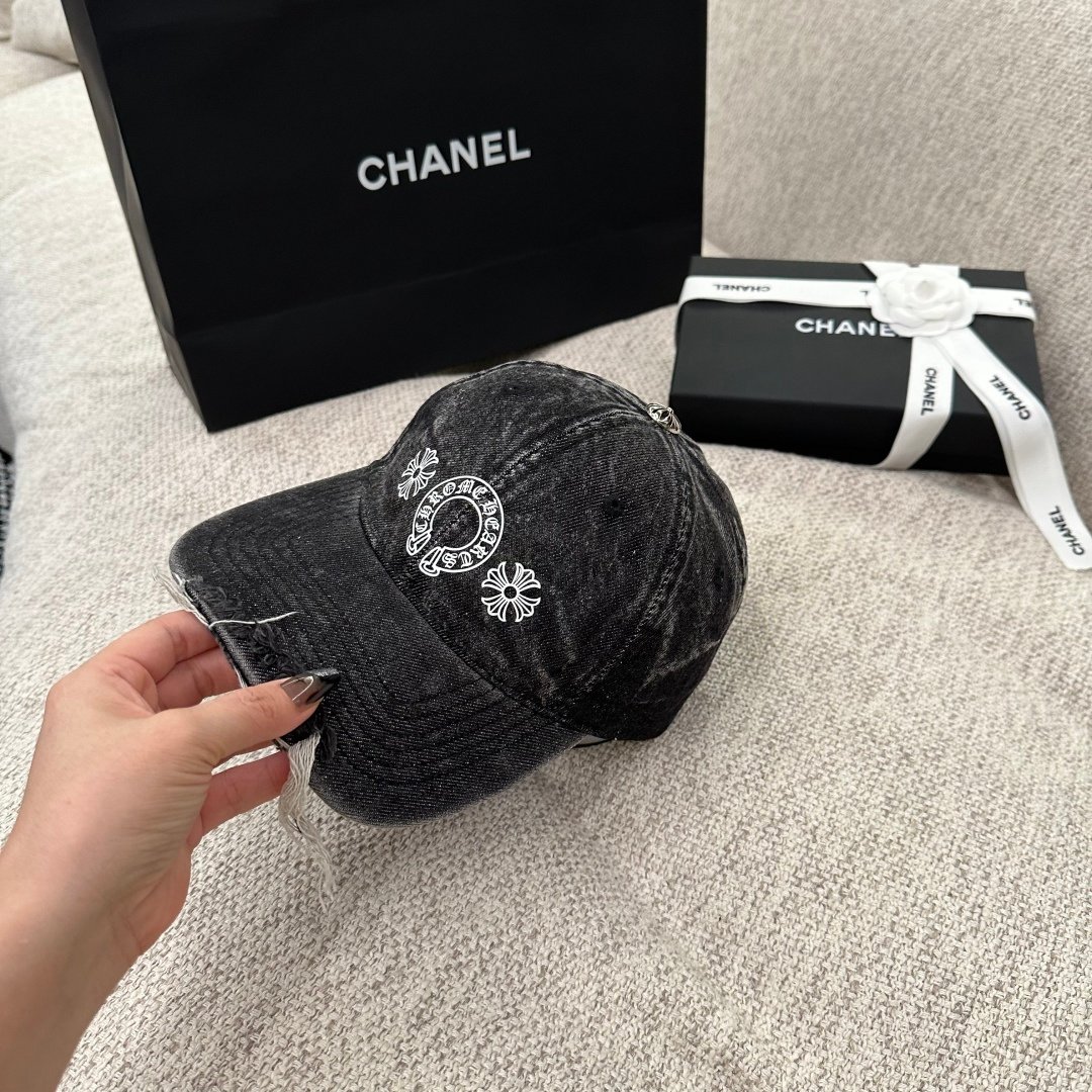 [CHROME HEARTS] 크롬하츠 워시드 디스트로이드 데님 볼캡