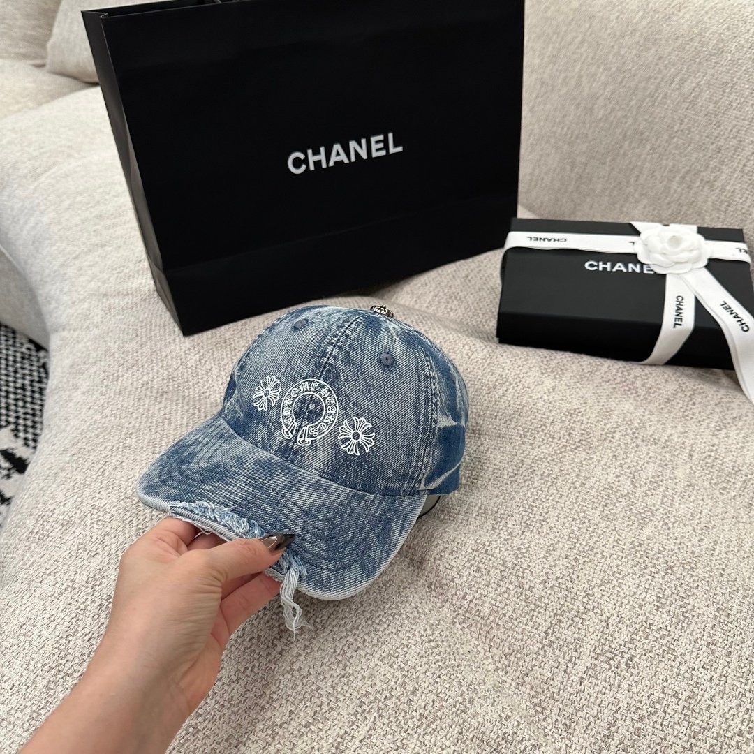[CHROME HEARTS] 크롬하츠 워시드 디스트로이드 데님 볼캡