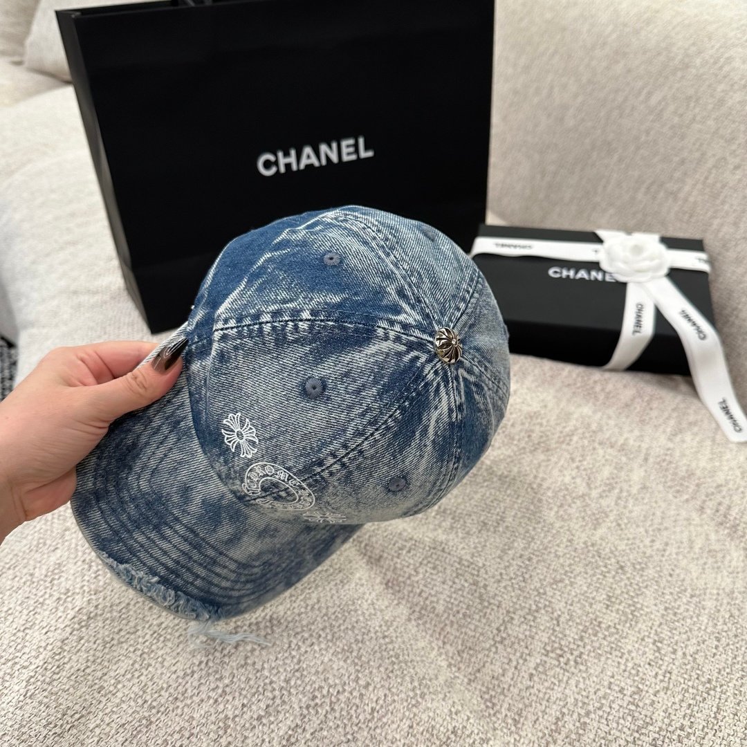 [CHROME HEARTS] 크롬하츠 워시드 디스트로이드 데님 볼캡